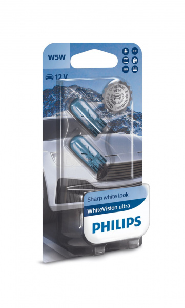 Philips W5W 12V Glassockel WhiteVision Ultra Set - 2 Stück